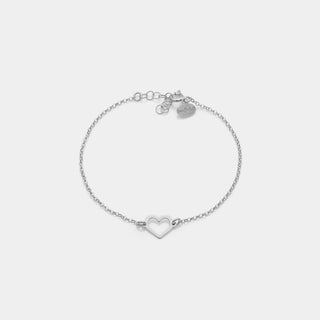 Bracciale argento rodiato con centrale cuore traforato