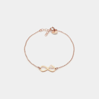 Bracciale argento rosato con centrale infinito traforato e cuore laterale