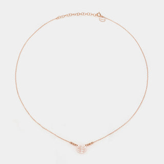 Collana argento rosato con centrale albero della vita traforato rotondo e 3 sfere sfaccettate ai lati
