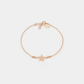 Bracciale argento rosato con sfere sfaccettate e stella centrale