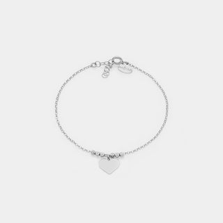 Bracciale argento rodiato con sfere sfaccettate e cuore pendente centrale