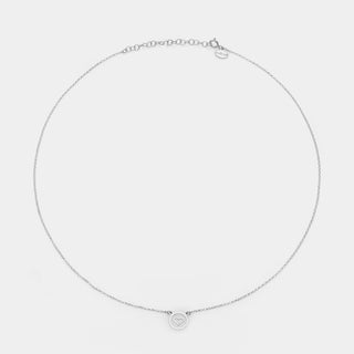 Collana argento rodiato con centrale disco con cuore