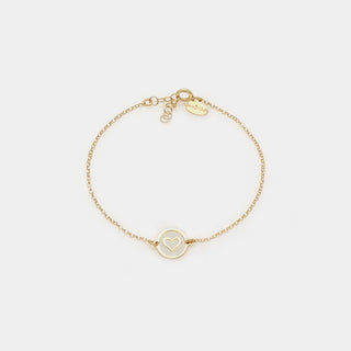 Bracciale argento dorato con centrale disco con cuore