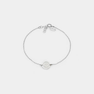 Bracciale argento rodiato con centrale disco con cuore