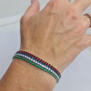 BRACCIALE ACCIAIO TENNIS E ZIRCONI BLU MM 2,00