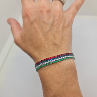 BRACCIALE ACCIAIO TENNIS E ZIRCONI VERDI MM 2,00