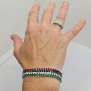 BRACCIALE ACCIAIO TENNIS E ZIRCONI VERDI MM 2,50