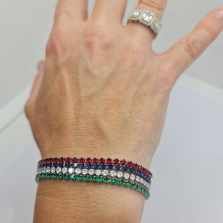 BRACCIALE ACCIAIO TENNIS E ZIRCONI ROSSI MM 2,50