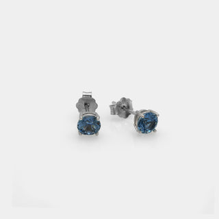 Orecchini argento rodiato punto luce con zirconi blu mm 50