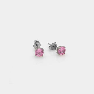 Orecchini argento rodiato punto luce con zirconi rosa mm 50