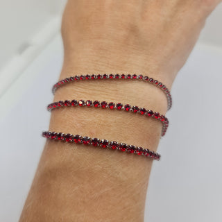 BRACCIALE ACCIAIO TENNIS E ZIRCONI ROSSI MM 3,00