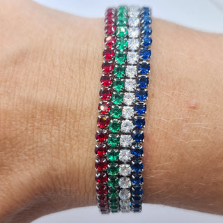 BRACCIALE ACCIAIO TENNIS E ZIRCONI BLU MM 3,00