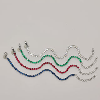 BRACCIALE ACCIAIO TENNIS E ZIRCONI VERDI MM 3,00