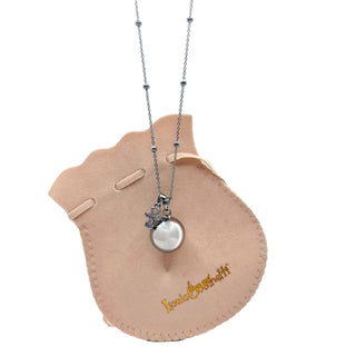 Collana chiama angeli in acciaio cm 100 con sfera con sonaglio lucida a specchio cm 2,5 e ciuccio